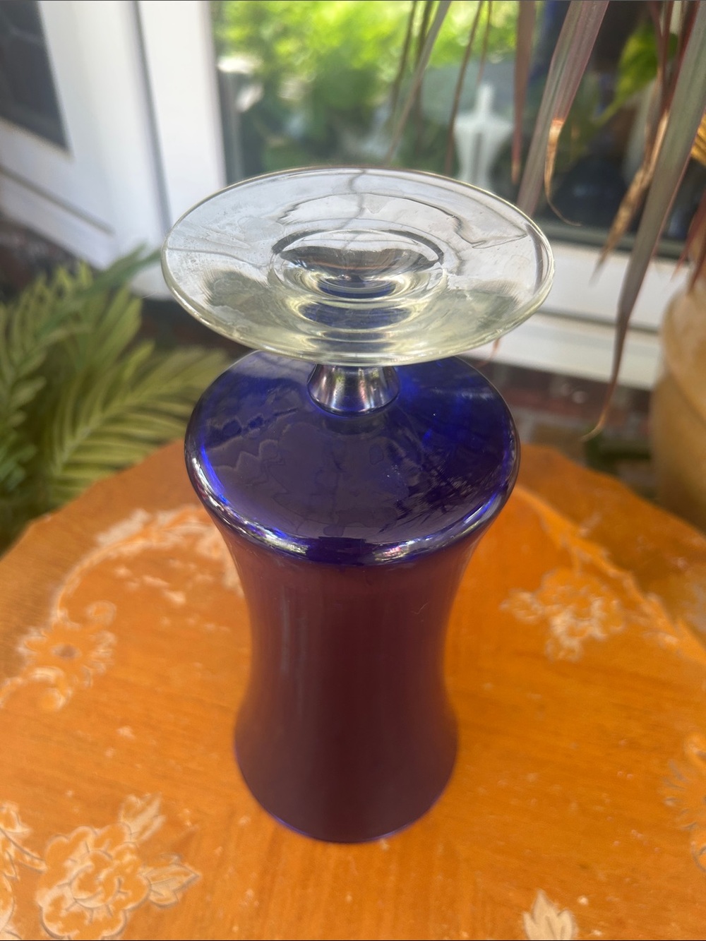 Vintage Cobalt Blue Glass Pedestal Vase - Picture 4 of 6